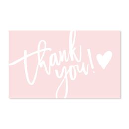 Tarjetas de regalo Papel recubierto rosa tarjeta de agradecimiento bolsa de negocios decoración de regalo tarjeta de visita "hermosa gracias" hecha a mano con amor 30 hojas paquete Z0310