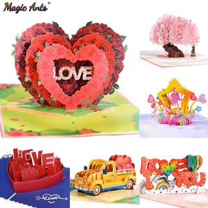 Cartes-cadeaux Pop Up Love Card Saint Valentin Anniversaire Cartes de voeux 3D pour couples femme mari cadeau fait main Z0310