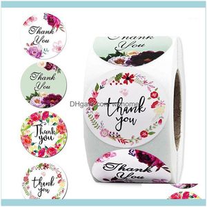 Cadeau Événement Festive Party Supplies Home Gardengift Wrap 500Pcs / Roll Floral Merci Autocollant Pour Sceau Étiquette Scrapbooking Noël Sticke D