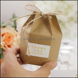 Geschenk evenement Feestelijke benodigdheden Home Lerengift Box Kraft Paper Wedding Gunsten Candy Cake Packaging Boxes Lantaarn zeshoekige vorm Verjaardagsfeestje