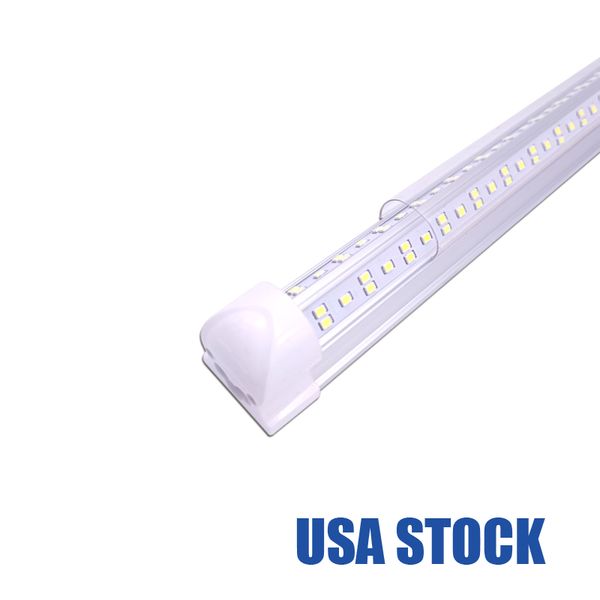 Lumières de magasin à LED, 8 pieds de tube de luminaire T8 intégré, couvercle transparent blanc vif des tubes de forme V, Éclairage à haute puissance Garage Warehouse Atelier Sous-sol 36W 72W 100W 144W