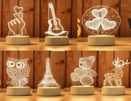 Cadeau pour petite amie Boyfriend 3D HOLOGRAM lampe USB Acrylique Lights Party Favor anniversaire Présent le Valentin Day Gift12524361