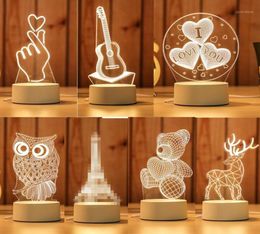 Cadeau pour petite amie Boyfriend 3D HOLOGRAM lampe USB Acrylique Lights Party Favor anniversaire Présent le Valentin Day Gift13450184