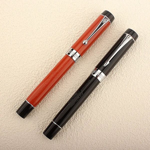 Gift Fountain Pens Jinhao 100 centenaire résine stylo plume rouge avec Jinhao EF/F/M/Bent Nib convertisseur écriture bureau d'affaires cadeau stylo à encre 231204