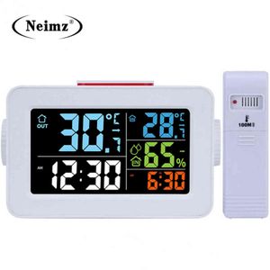 Idée cadeau chevet réveil numérique réveil avec thermomètre hygromètre humidité température table bureau horloge chargeur de téléphone 211112