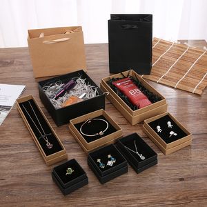 Cadeau kraft papieren sieraden dozen leeg draagtas sieraden accessoire verpakking handgemaakte kartonnen displaybox