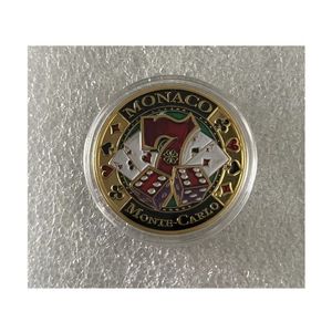 Cadeau Las Vegas sept insigne peint Micro Relief bonne chance à vous médaille plaquée or espèce 32mm pièce commémorative de Casino.cx