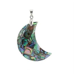 Bijoux en coquillage d'ormeau naturel, pendentif de lune, paon vert, accessoire inspiré de la plage de l'océan, 5 pièces, 327h