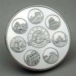 Cadeau nouveau sept merveilles du monde à collectionner argent plaqué Souvenir pièce de Collection Art créatif commémoratif Coin183A