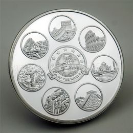 Gift Nieuwe Zeven Wonderen van De Wereld Collectible Verzilverd Souvenir Coin Collection Art Creatieve Herdenkingsmunt