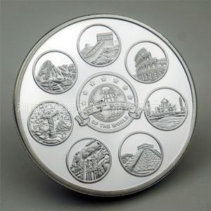 Cadeau nouveau sept merveilles du monde à collectionner argent plaqué Souvenir pièce de Collection Art créatif commémoratif Coin202G