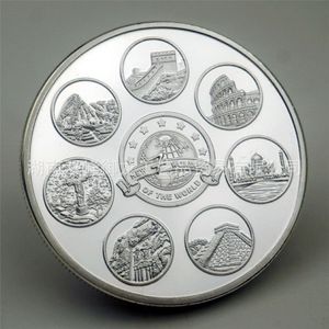 Cadeau nouveau sept merveilles du monde à collectionner argent plaqué Souvenir pièce de Collection Art créatif commémoratif Coin250j