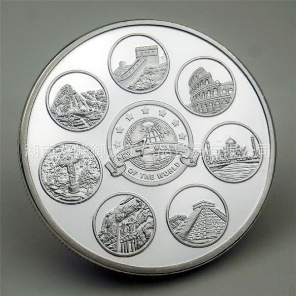 Cadeau nouveau sept merveilles du monde à collectionner argent plaqué Souvenir pièce de Collection Art créatif commémoratif Coin259N