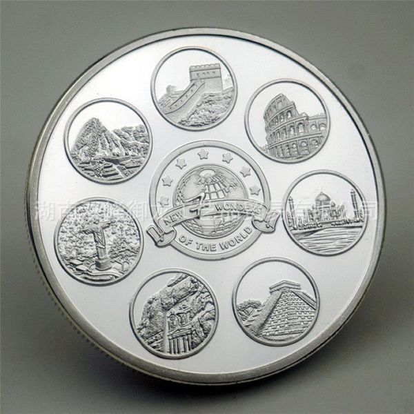 Regalo, nuevas Siete Maravillas del mundo, colección de monedas de recuerdo chapada en plata coleccionable, moneda conmemorativa creativa artística 246J