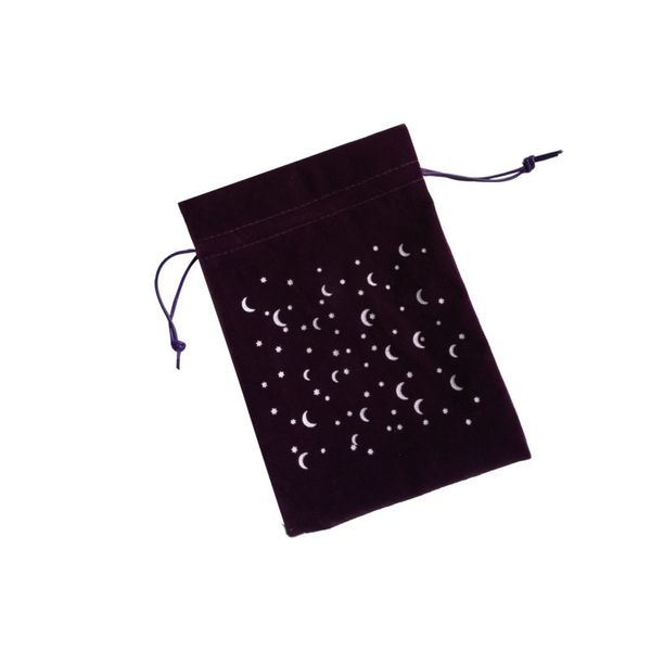 Sac d'emballage cadeau Flanellette Cordon de serrage Sacs en tissu doux Pochette de rangement de bijoux Étoiles épaisses Lune Imprimé Noir Violet Nouvelle arrivée 4ms G2