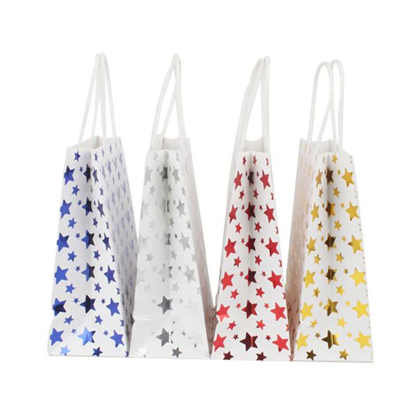 Sac en papier cadeau de mariage Candagle emballage recyclable Sac de fête Boutique Kraft Paper Sac cadeau Sock Star Sac Favor Faven Treat Gift Sac