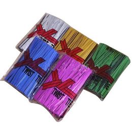 Geschenklint 400 stks/tas 4*60 mm Bandtape Metallic Twist -stropdassen voor cakepops Kit Afdichtende cellozakken Lollopops Pack