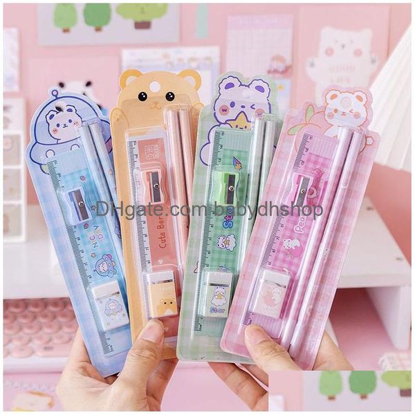 Regalo Rollerball Bolígrafos Childrens Day Box Útiles escolares Set Pluma / Rer / Borrador / Sacapuntas 5 Unids / set Regalos para estudiantes 0513 Drop Delivery Dhsph