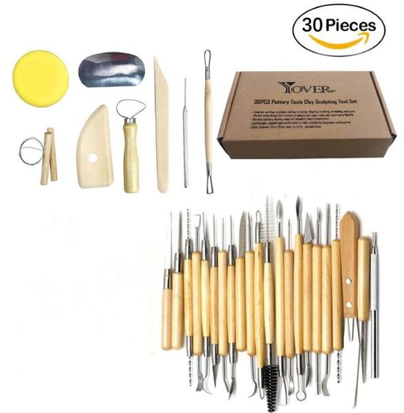 Ensembles cadeaux 30pcsset outils de poterie stylo d'indentation cay sculpture couteau à découper en bois argile art aupplies1186733