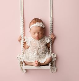 Gift Sets Baby Swing geboren Pography Props Houten Stoel Baby's Meubels Zuigelingen Po Schieten Prop Accessoires Fotografia 230720