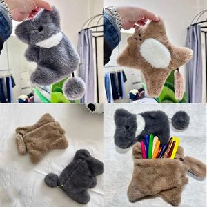 Bolsa de lavado de viaje de tela suave para regalo, estuche para lápices cosméticos con pluma de ardilla Koala, bolsas de almacenamiento para maquillaje