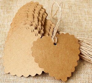 100 stks/partij 6*5.5 cm Hart Label Bruin Kraft/zwart/wit Papier Tags DIY coquille Label Huwelijkscadeau Decoreren Tag KD1