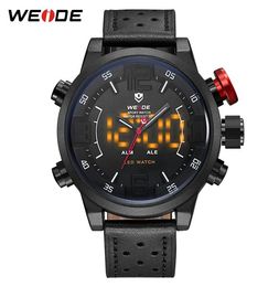 Gift Weide Men039s Casual Fashion Quartz LED PANTALLA Top Marca Luxury Genuine Leather Strap Military Wallwatches CLO9724519