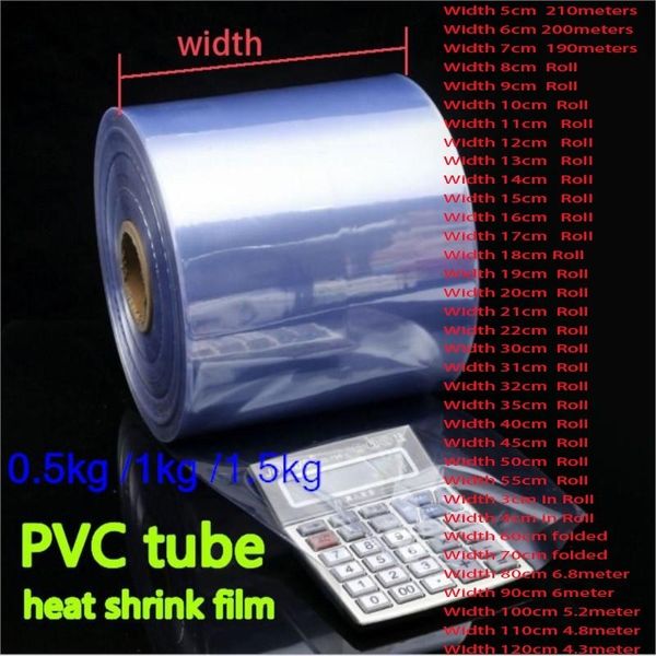 Envoltura de regalo 0.51.5kg PVC Termocontraíble Tubo continuo Película transparente DIY Envoltura retráctil Tubo de embalaje Paquete de plástico Caja Botella Tarro REGALOS JOY 230209