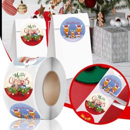 Emballage cadeau 1/1.5 pouce joyeux noël autocollants arbre Elk bonbons sac étanchéité autocollant cadeaux boîte étiquettes décorations année