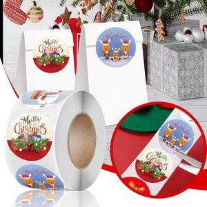 Papel de regalo de 1/1, 5 pulgadas, pegatinas de Feliz Navidad, bolsa de dulces de alce de árbol, pegatina de sellado, caja de regalos, etiquetas, decoraciones, año