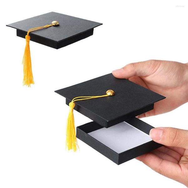 Cadeau cadeau 1/2pcs boîte de casquette de graduation noire pour la célébration DIY Bachelor Hat Candy Card Emballage 2023