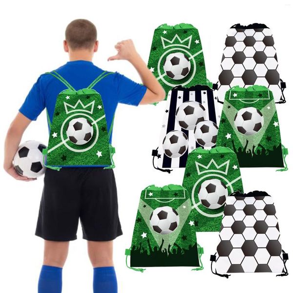 Regalos de regalos 1/3pcs Tema de fútbol regalos de dulces bolsos fútbol mochila sin tejido para niños para niños de cumpleaños para fiestas decoración de bocadillos