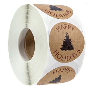 Enveloppe-cadeau 1 pouce rond Kraft Paper Sticker Happy Holidays Formation de Noël Décoration de Noël Étiquettes de vacances Autocollants
