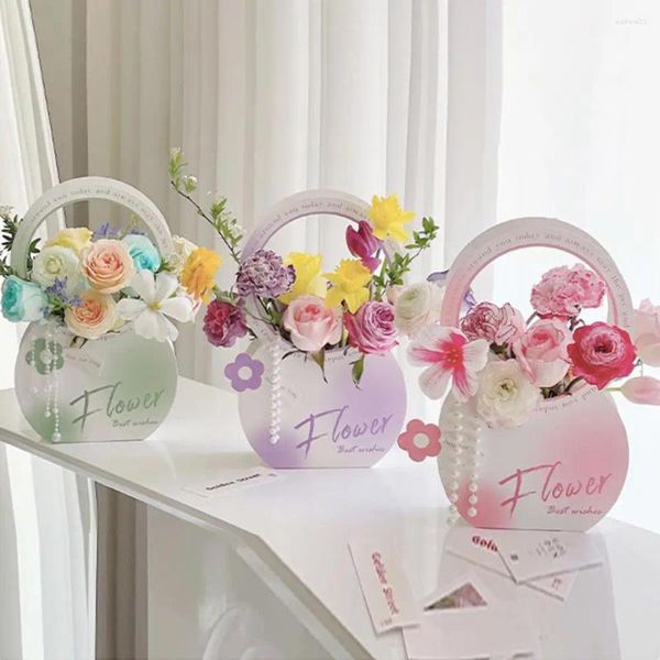 Cadeau cadeau 1 paquet jolie boîte d'emballage de bouquet beau travail d'emballage floral cas de poche décoratif bricolage