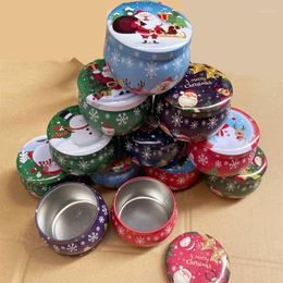 Emballage cadeau 1 Pc Boîte De Noël 7.5x5cm Bougie Pot Pour La Décoration De Fête XMAS Bonbons Boîtes De Stockage En Métal