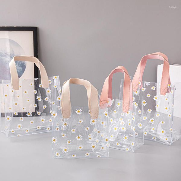 Emballage cadeau 1 Pc sac à main Transparent Pvc marguerite impression gelée sac boîte à bonbons grande capacité Snack mariage Souvenir