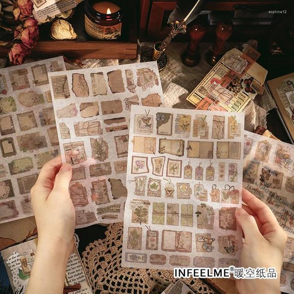 Enveloppe cadeau 1 PC Vintage Flat Sticker Decorative Collage Hand Account Scrapbooking Material DIY JUND JOURNAL FOURNIS