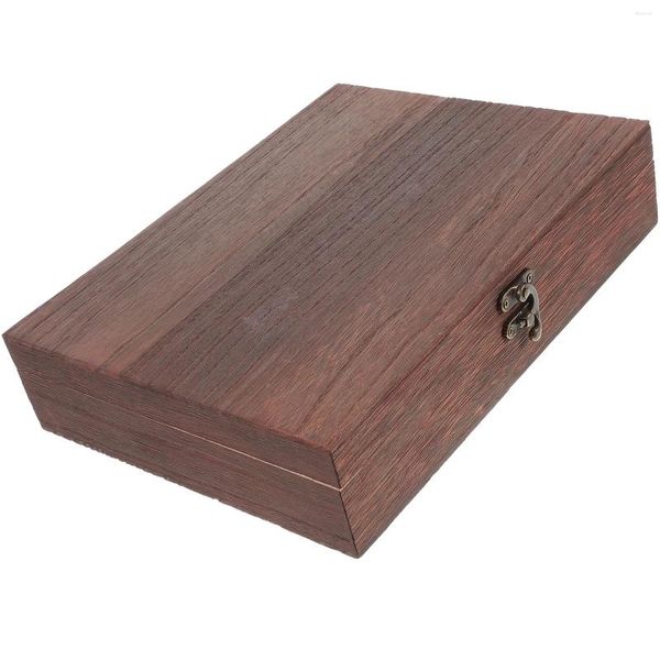 Cadeau cadeau 1 PC Boîte de rangement en bois Conteneur simple anti-poussière avec serrure (marron)