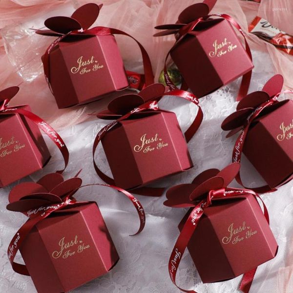 Emballage cadeau 1 ensemble boîte à bonbons motif exquis couleur vibrante hexagonale 3D effet visuel réutilisable faveur de mariage emballage doux