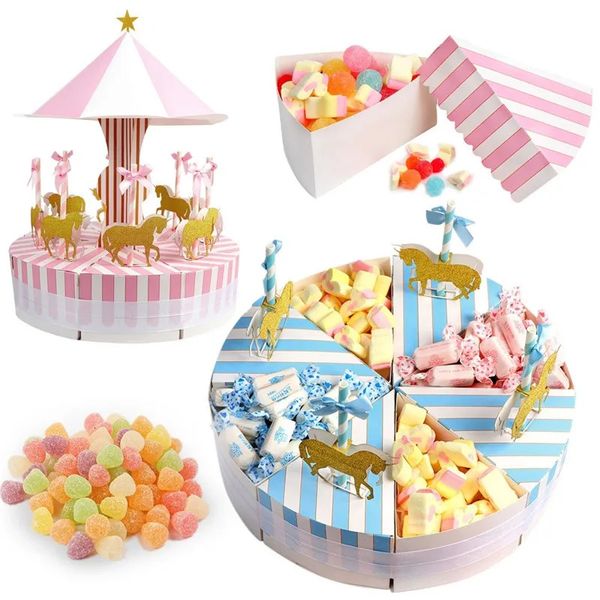 Cadeau cadeau 1 ensemble de boîtes de bonbons de carrousel pour les faveurs de mariage enfants fête d'anniversaire décoration cadeaux cadeaux cas bonbons conteneur 231020