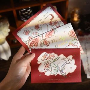 Cadeaupapier 1 Set Briefpapier Prachtig Bloemenpatroon Bronzing Ontwerp Handgeschreven Enveloppen Dik Delicaat Milieuvriendelijk Romantische Stijl Le