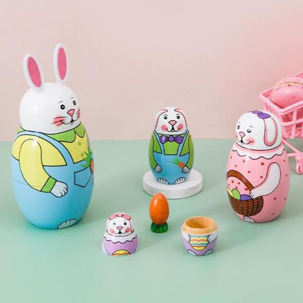 Envoltura de regalo 1 juego Muñeca de anidación rusa única Modelo Matryoshka de madera Bordes lisos Juguete de Pascua Crear atmósfera