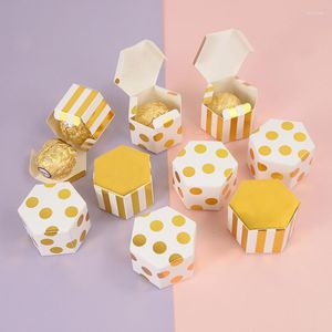 Emballage cadeau 10/20/30 pièces Mini belle or à pois rayé hexagonal papier bonbons boîtes bébé douche boîte anniversaire mariage fête faveur