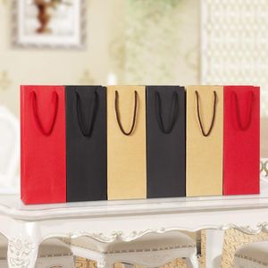 Emballage cadeau 10/20/30pcs couleur unie simple épais sac de vin papier double emballage portable