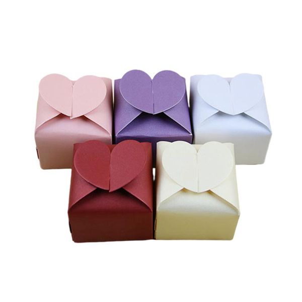 Emballage cadeau 10/20/50 pièces amour coeur papier boîtes à bonbons faveur de mariage cadeaux boîte pliant bricolage emballage sac bébé douche fête d'anniversaire décorationGi