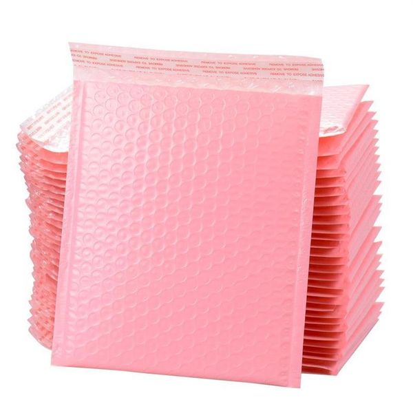 Papel de regalo 10 20 50 Uds. Bolsas de película de sellado a granel rosa para embalaje de correo de burbujas autosobre forrado Polymailer Bag Padded2554