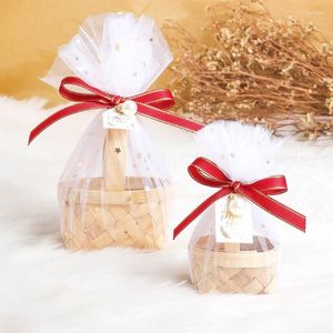 Geschenkwikkeling 10/20 stcs Bamboo Basket Candy Box Wedding Tas Chocolade verpakking Party Baby shower Decoratie