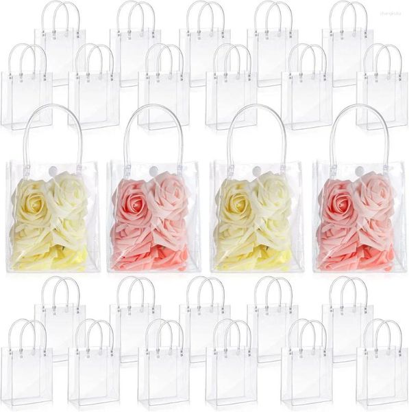 Cadeau cadeau 10/20pcs sacs en PVC transparent avec poignées sac réutilisable en plastique shopping fourre-tout de bonbons de mariage pour l'anniversaire de l'école