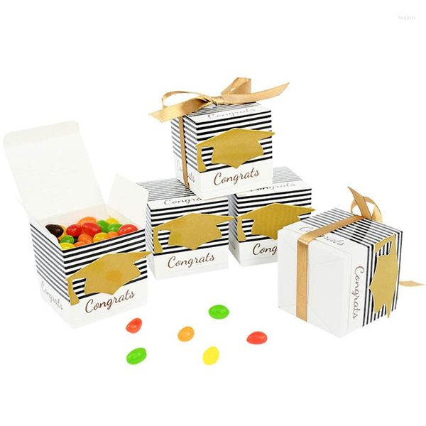 Envoltura de regalo 10/20pcs Felicidades Candy Candy Bachelor Cap Papel -Paper Cajas Bolsas para suministros de graduación Clase de 2023