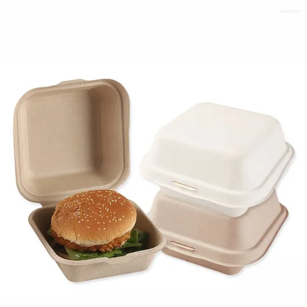 Envoltura de regalo 10/20 unids Desechable Ecológico Bento Caja Comida Comida Preparación Almuerzo Almacenamiento Ensalada de frutas Hamburguesa Pastel Sandwich Embalaje